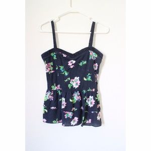Aeropostale Blue Floral Sleeve Top Size S
